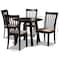 Baxton Studio Maisie Sand Upholstered and Dark Brown Wood 5-Piece Dining Set 169-9397-10896 - alternate 5